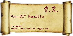 Varró Kamilla névjegykártya